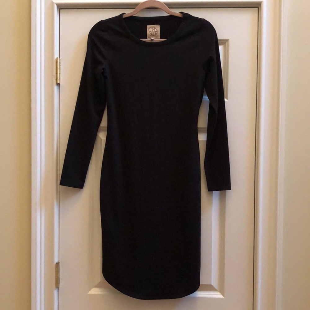 Chaser Quadrablend Crew Neck Bodycon Shirttail Dress M